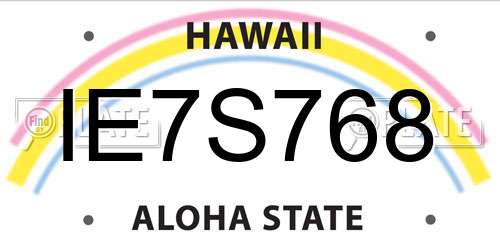 IE7S768 Hawaii License Plate