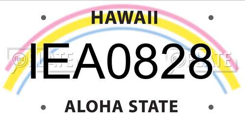 IEA0828 Hawaii License Plate