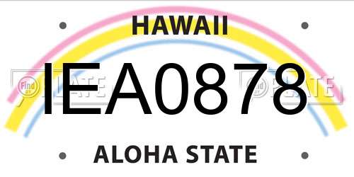 IEA0878 Hawaii License Plate