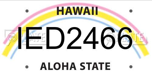 IED2466 Hawaii License Plate