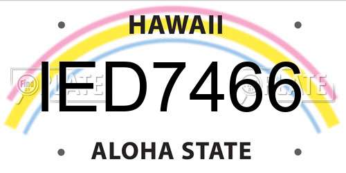 IED7466 Hawaii License Plate