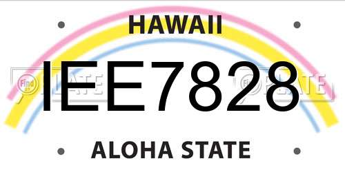 IEE7828 Hawaii License Plate