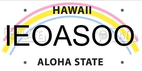 IEOASOO Hawaii License Plate