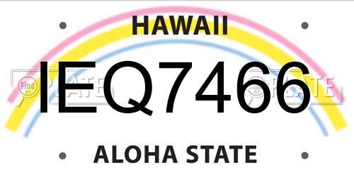 IEQ7466 Hawaii License Plate