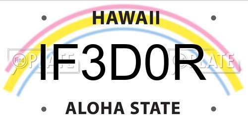 IF3D0R Hawaii License Plate