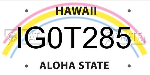 IG0T285 Hawaii License Plate
