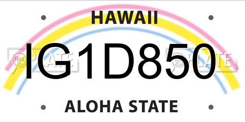 IG1D850 Hawaii License Plate