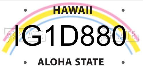 IG1D880 Hawaii License Plate