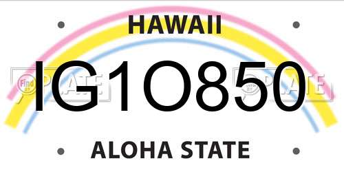 IG1O850 Hawaii License Plate