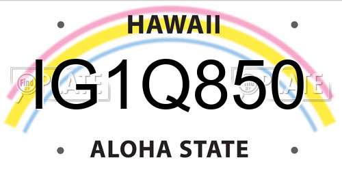 IG1Q850 Hawaii License Plate