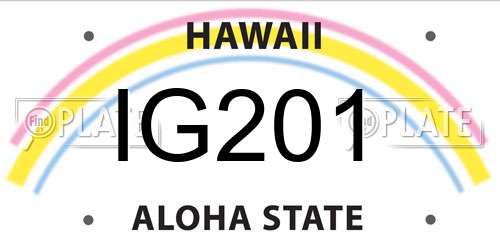 IG201 Hawaii License Plate
