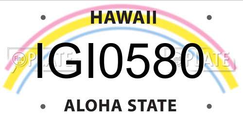 IGI0580 Hawaii License Plate
