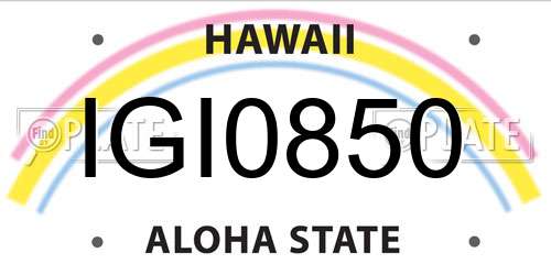 IGI0850 Hawaii License Plate