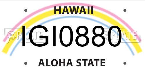 IGI0880 Hawaii License Plate