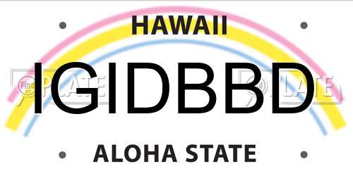 IGIDBBD Hawaii License Plate