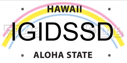 IGIDSSD Hawaii License Plate