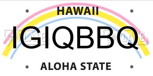 IGIQBBQ Hawaii License Plate