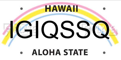 IGIQSSQ Hawaii License Plate