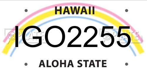 IGO2255 Hawaii License Plate