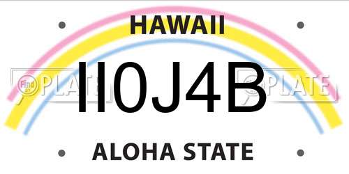 II0J4B Hawaii License Plate
