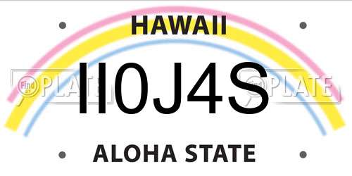 II0J4S Hawaii License Plate