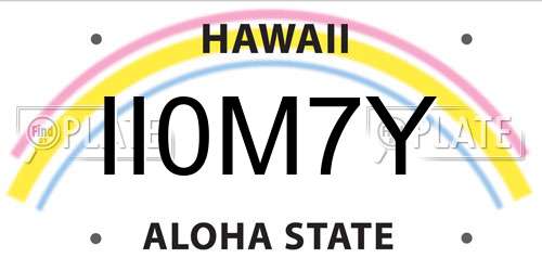 II0M7Y Hawaii License Plate