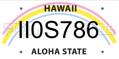 II0S786 Hawaii License Plate