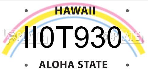 II0T930 Hawaii License Plate