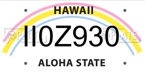 II0Z930 Hawaii License Plate