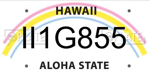 II1G855 Hawaii License Plate