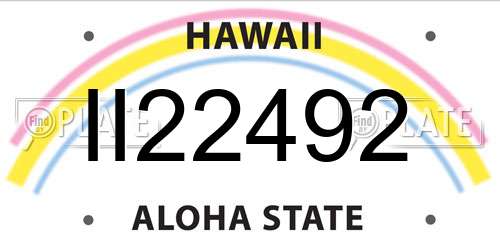 II22492 Hawaii License Plate