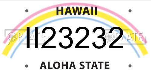 II23232 Hawaii License Plate