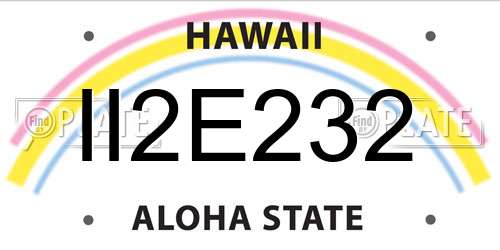 II2E232 Hawaii License Plate