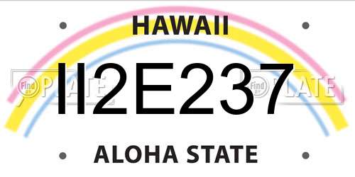 II2E237 Hawaii License Plate