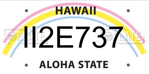 II2E737 Hawaii License Plate