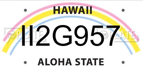 II2G957 Hawaii License Plate