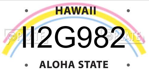 II2G982 Hawaii License Plate