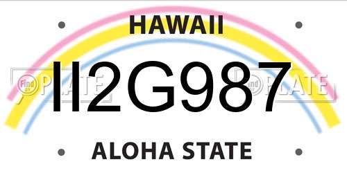 II2G987 Hawaii License Plate