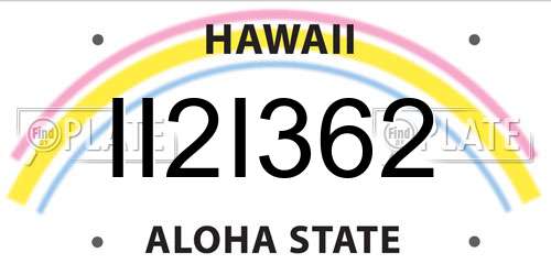 II2I362 Hawaii License Plate