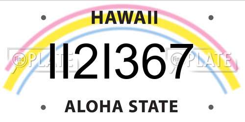 II2I367 Hawaii License Plate