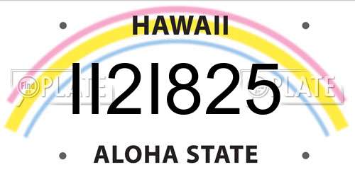 II2I825 Hawaii License Plate