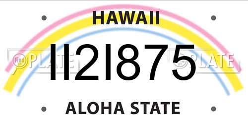 II2I875 Hawaii License Plate