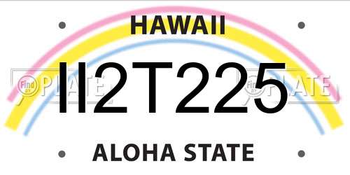 II2T225 Hawaii License Plate