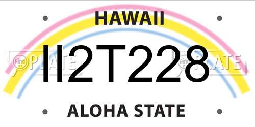 II2T228 Hawaii License Plate