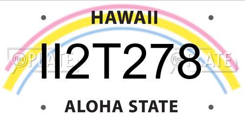 II2T278 Hawaii License Plate