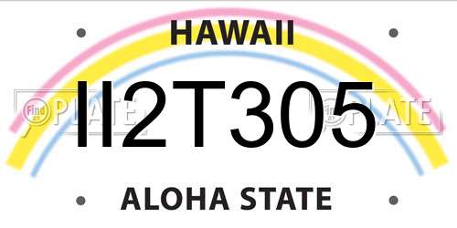 II2T305 Hawaii License Plate