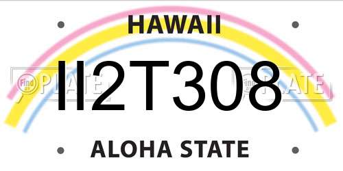 II2T308 Hawaii License Plate