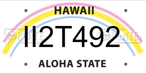 II2T492 Hawaii License Plate