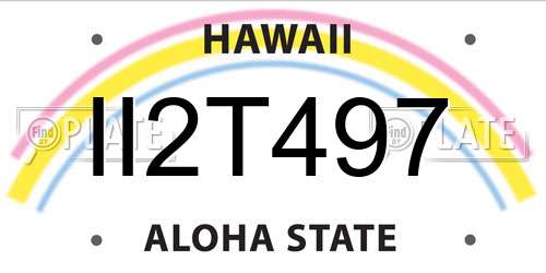 II2T497 Hawaii License Plate