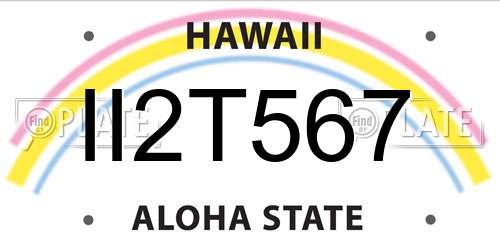 II2T567 Hawaii License Plate